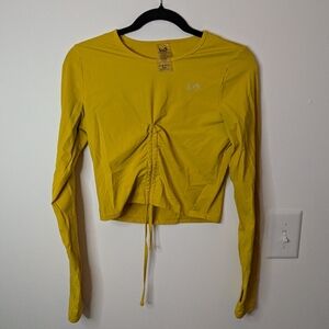 Yellow long sleeve crop top TLF Apparel  with tie front detail Small